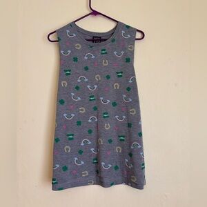 Grey Sleeveless Tank Top with Lucky Print